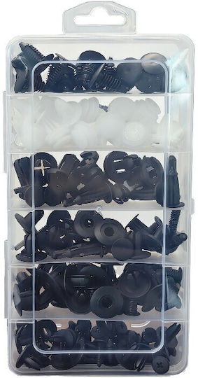 Autoline Set Car Body Clips 100 Pieces Black White Plastic Pp