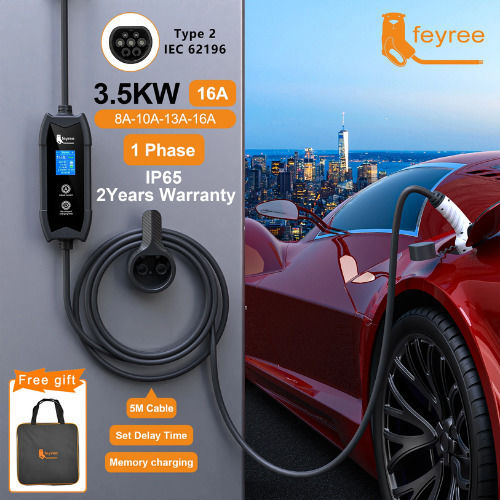 Feyree Φορητός Μονοφασικός Σταθμός Φόρτισης 3.5kW με Ενσωματωμένο Καλώδιο Type 2