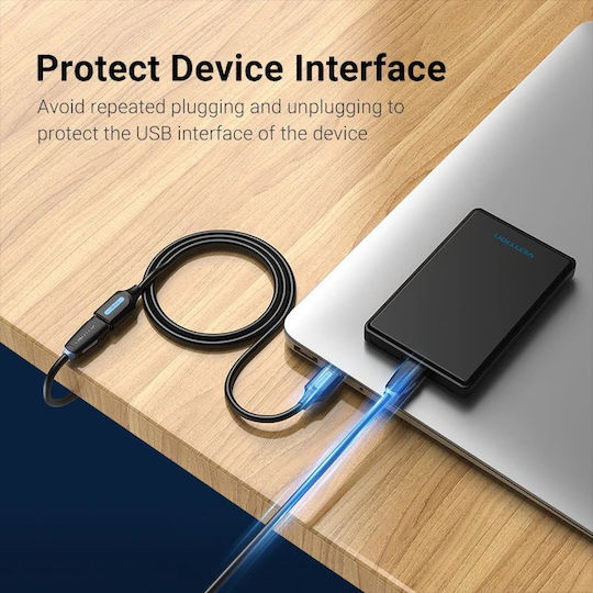 Vention USB 3.0 Кабел USB-A Мъжки - USB-A Женски Черен 1м CBHBF
