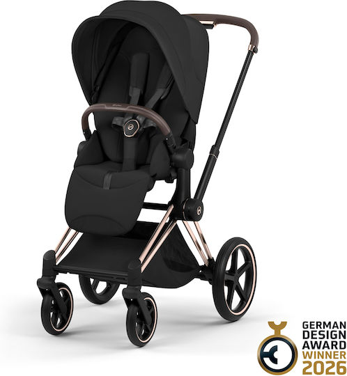 Cybex Priam Comfort Ρυθμιζόμενο Καρότσι 2 σε 1 Kατάλληλο για Nεογέννητο Sepia Black / Rosegold 12.9kg