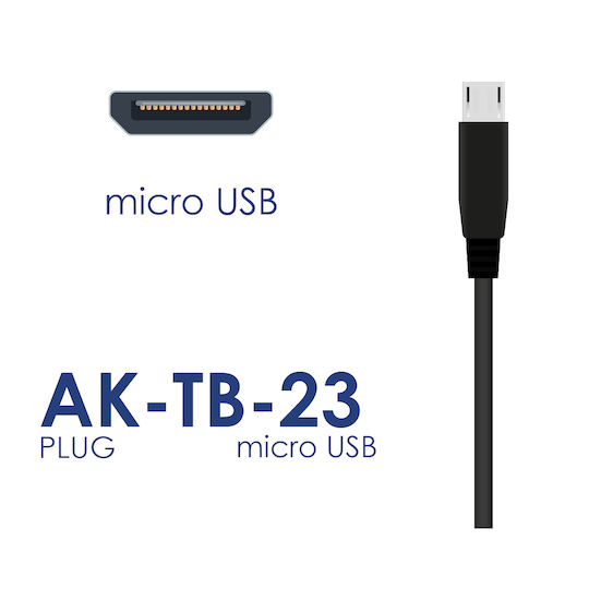 Akyga Charger with Built-in Cable micro USB 10W Blacks (AK-TB-23)