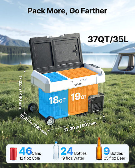 Vevor Φορητό Ψυγείο 35lt 100-240V / 12V / 24V Μαύρο