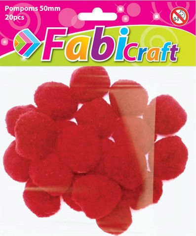 Fabi Pom Pom Craft Red Set of 30pcs