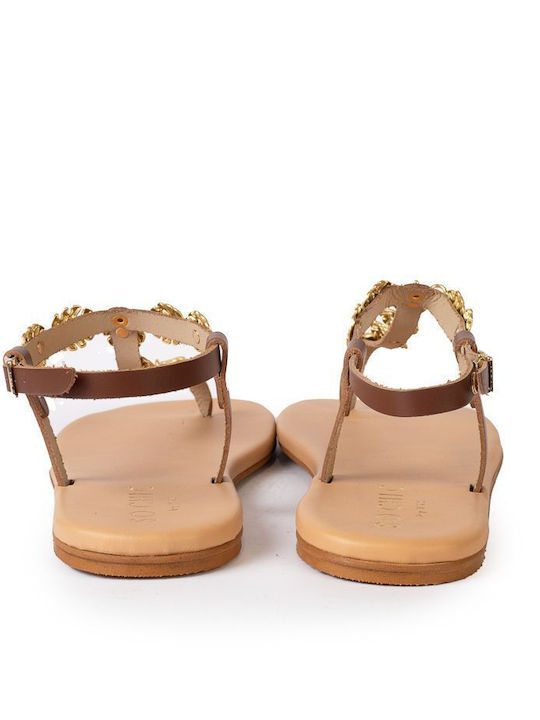 Deri Μπράουν Flache Sandalen für Damen