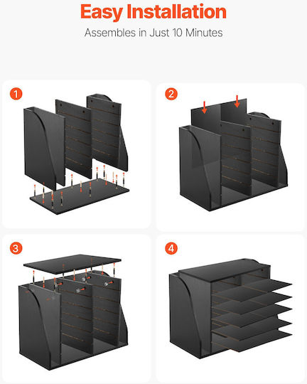 Vevor Document Organizer 12 Slots Office Side Vertical Storage Wooden Letter Divider Particle Board Desktop Office Organizer Files Documents Papers Black