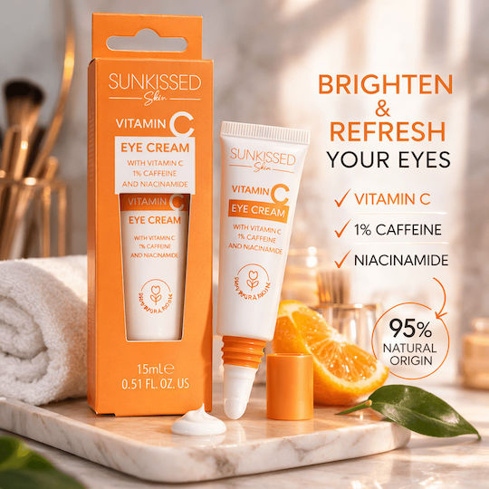 Sunkissed Vitamin C Cremă de Ochi pentru Hidratare Strălucire Cearcăne și Pungi sub Ochi 15ml