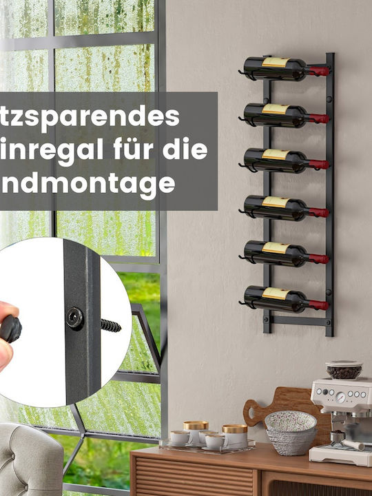 Costway Wall Mounted Metal Black Wine Rack 22x13.5x73cm