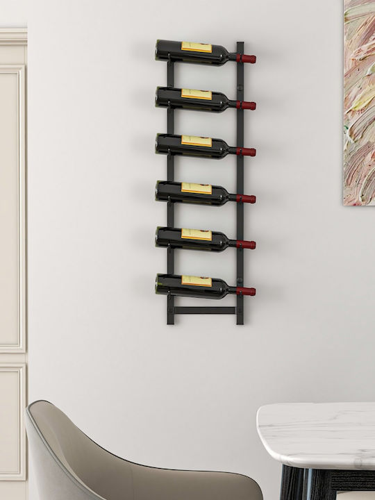 Costway Wall Mounted Metal Black Wine Rack 22x13.5x73cm
