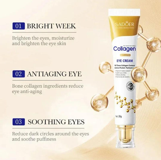 Sadoer Collagen Κρέμα Ματιών για Ενυδάτωση , Λάμψη , Μαύροι Κύκλοι & Σύσφιξη 20gr