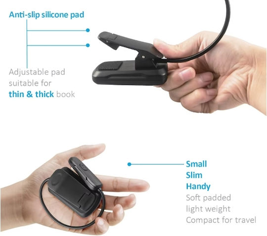 eBest Book Light LED with Clip Black