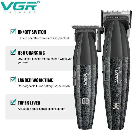 VGR Professional Rechargeable Hair Clipper Set Black V-640
