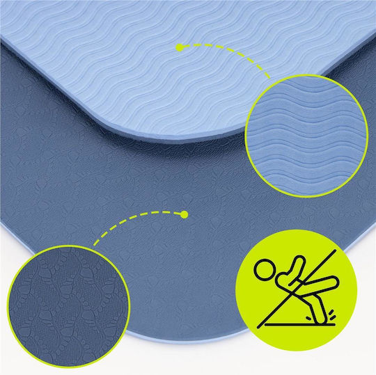 Sersimo Trainingsmatte Yoga Blau mit Tragegurt (183x61x0.6cm)