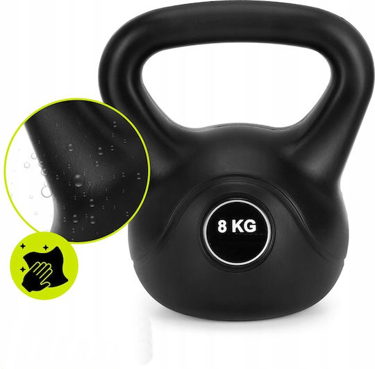 Kettlebell 8 Kg Fontă Durabil Acoperire Abs 24x23 Cm Negru