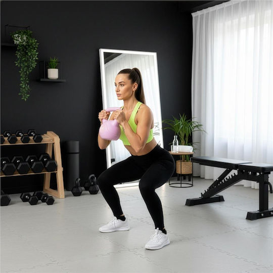 Kettlebell 8 Kg Bitum Durabil Acoperire Abs 23x24 Cm Roz