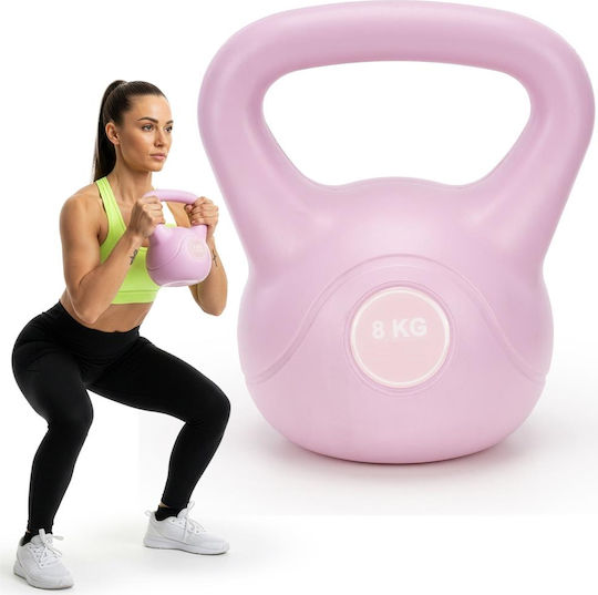 Kettlebell 8 Kg Bitum Durabil Acoperire Abs 23x24 Cm Roz