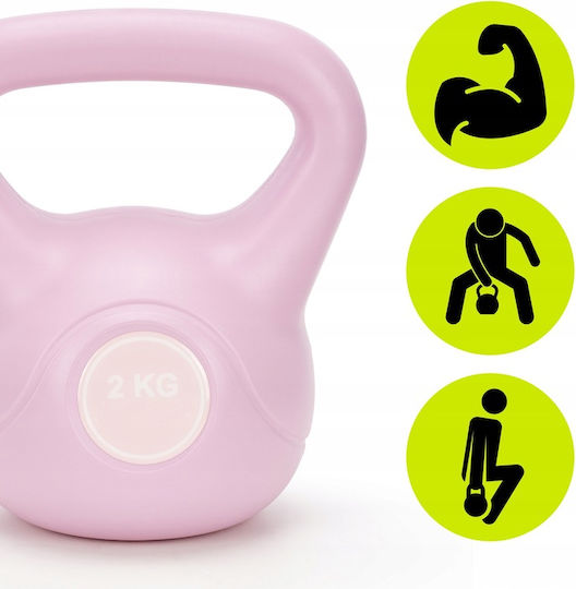 Kettlebell 2 Kg Bitumen Durable Abs Coating 16x19 Cm Pink