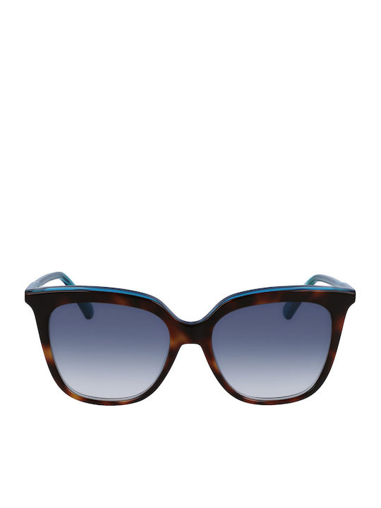 Longchamp Woman Sunglasses with Brown Tartaruga Horn-Rimmed Frame and Blue Gradient Lens LO1234 746