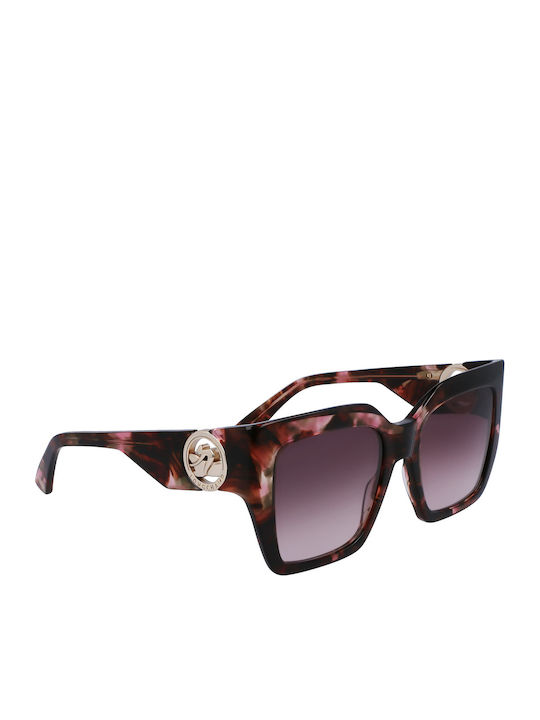 Longchamp Women's Sunglasses with Multicolour Plastic Frame and Brown Gradient Lens LO734S 218