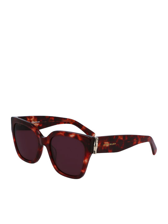 Longchamp Women's Sunglasses with Brown Tartaruga Plastic Frame and Brown Lens LO732S 640