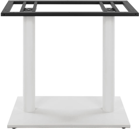 HomeMarkt Folding Table Stand made of Metal with Regulator White Checkmate 70x40x72cm