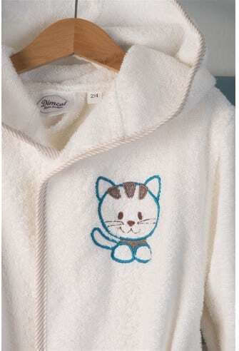 Dimcol Kids Hooded Bathrobe Kitty White Dimcol Kids Hooded Bathrobe Kitty White