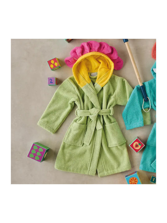 Kentia Halat de Baie pentru Copii Pixie Robes Verde cu Glugă