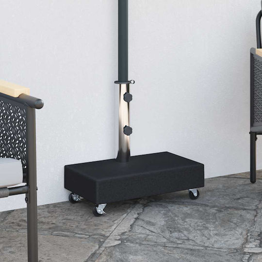 vidaXL Stand de umbrelă din Fontă cu Roți Negru 45x25x8cm