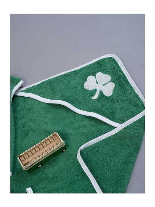 Palamaiki Baby Hooded Bathroom Set Official Team Licensed Panathinaikos Green 75x75cm