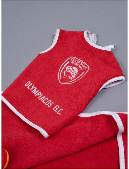 Palamaiki Βρεφικό Σετ Λουτρού με Κουκούλα Official Team Licenced Olympiacos Κόκκινο 75x75εκ.
