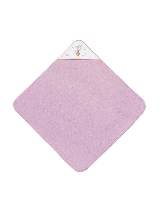 Interbaby Baby Hooded Towel Minnie Pink 100x100cm