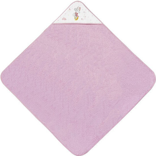 Interbaby Βρεφική Κάπα-Μπουρνούζι με Κουκούλα Minnie Ροζ 100x100εκ.