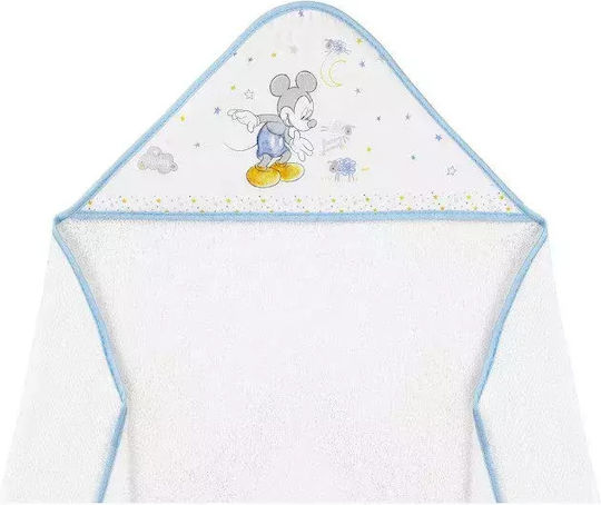 Interbaby Baby-Badetuch mit Kapuzen Mickey Weiß 100x100cm