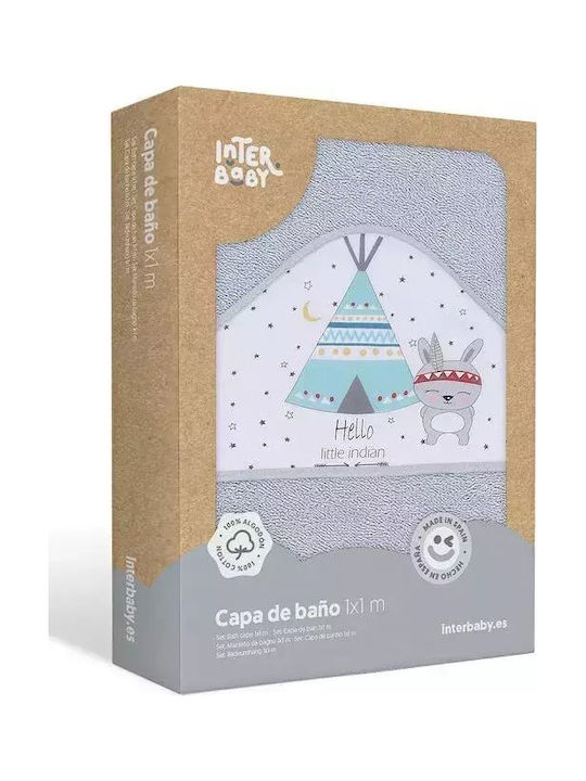 Interbaby Baby Hooded Towel Tipi Oso White 100x100cm