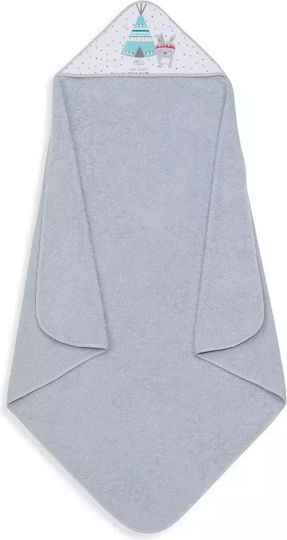 Interbaby Baby-Badetuch mit Kapuzen Tipi Oso Weiß 100x100cm