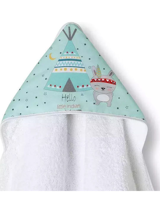 Interbaby Baby Hooded Towel Tipi Oso White 100x100cm