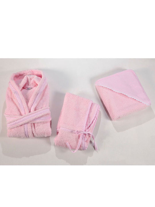 Down Town Home Kinderbademantel 02 Rosa mit Kapuzen-