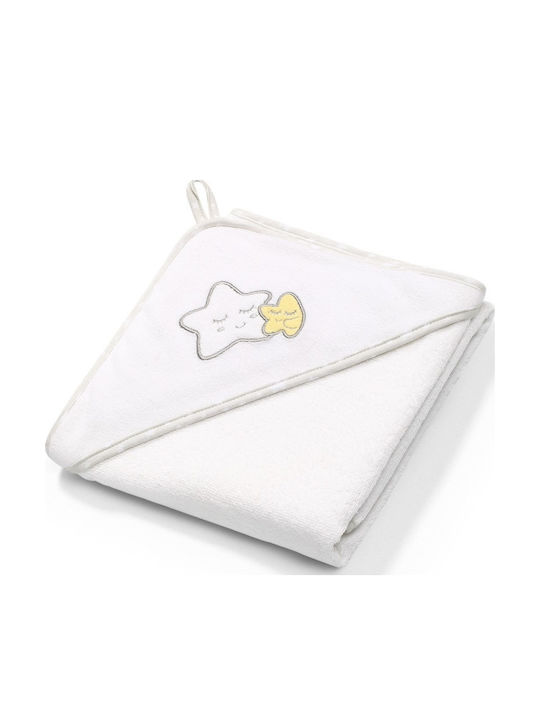 Babyono Baby Hooded Bath Towel White 76x76cm