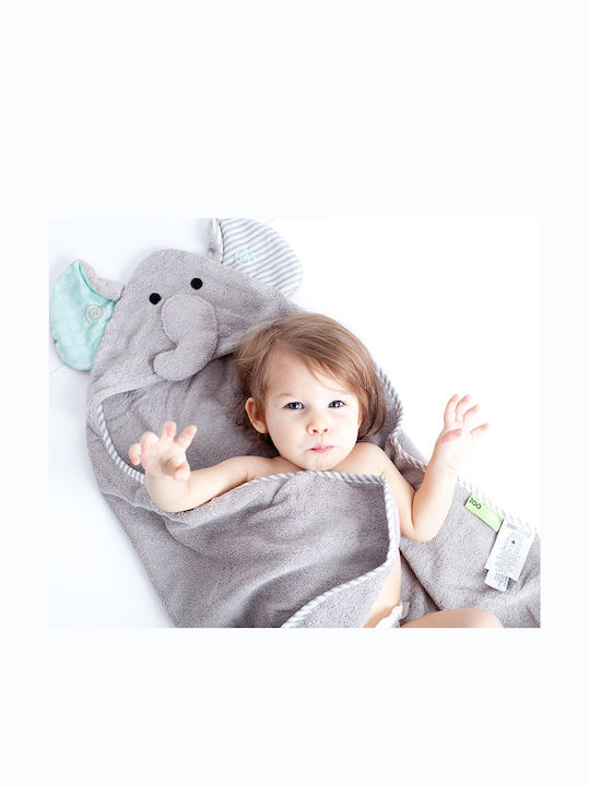 Zoocchini Baby Bath Towel Hooded Elle The Elephant Gray 76x76cm