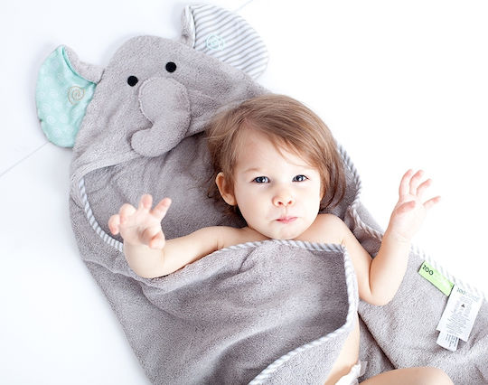 Zoocchini Baby-Badetuch mit Kapuzen Elle The Elephant Grau 76x76cm