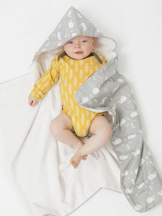 Fresk Baby Hooded Towel with Hood Polar Bear Gray 100x75cm