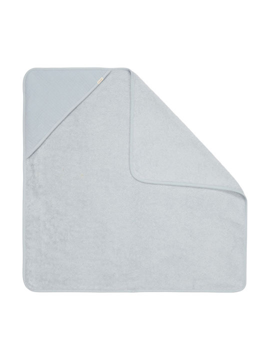 Little Dutch Βρεφική Κάπα-Μπουρνούζι με Κουκούλα Pure Soft Blue 75x75εκ.