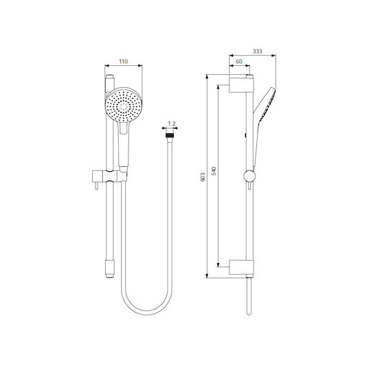 Ideal Standard Idealrain EVO Round Slide Bar with Showerhead and Hose
