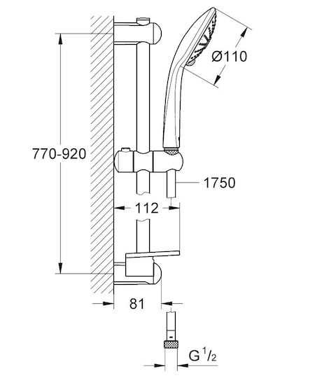 Grohe Essence Grafite Mat Βέργα Ντουζ με Τηλέφωνο και Σπιράλ