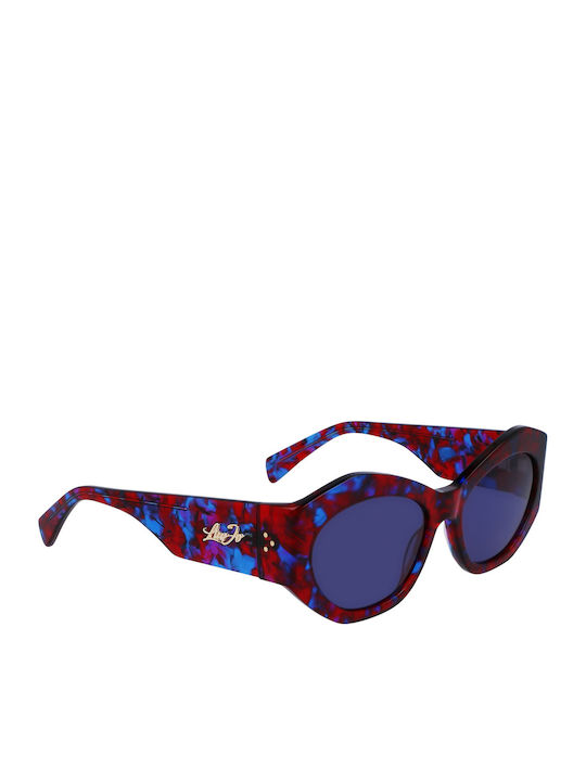 Liu Jo Women's Sunglasses with Brown Tartaruga Horn-Rimmed Frame and Blue Lenses