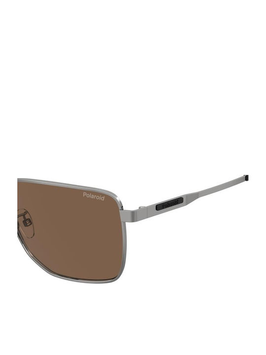 Polaroid Ochelari De Soare Pentru Bărbați Cu Ramă Metalică Argintie Și Lentile Polarized Argintii Cu Oglindă