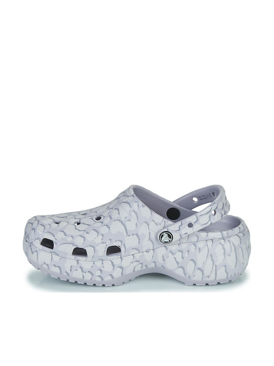 Crocs Classic Platform Clog Damen Holzschuhe Grau