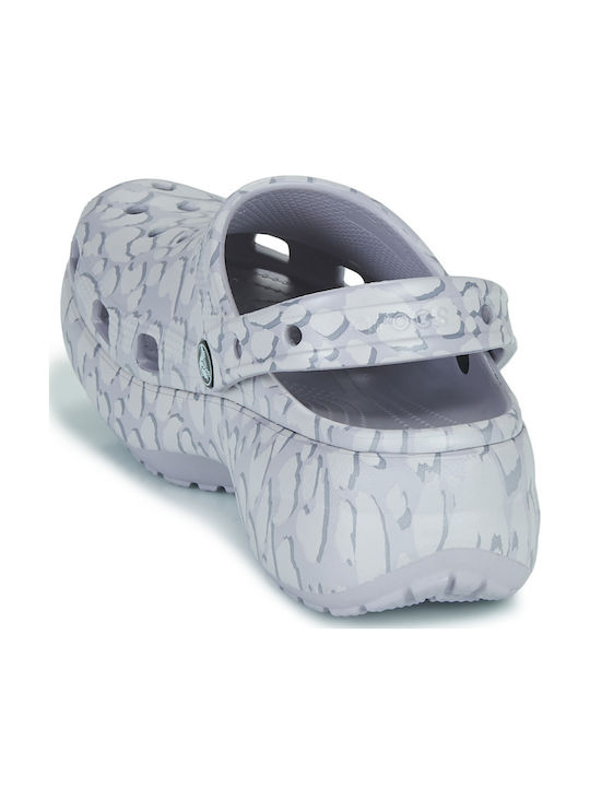 Crocs Classic Platform Clog Damen Holzschuhe Grau
