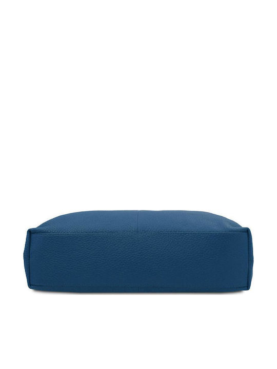 Leather Women's Shopper Bag Blue