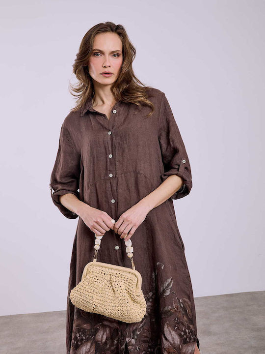 Celestino Γυναικεία Τσάντα Clutch Ψάθινη Μπεζ