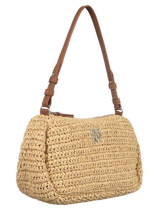 DKNY Remy Rattan Damen Schultertasche Beige